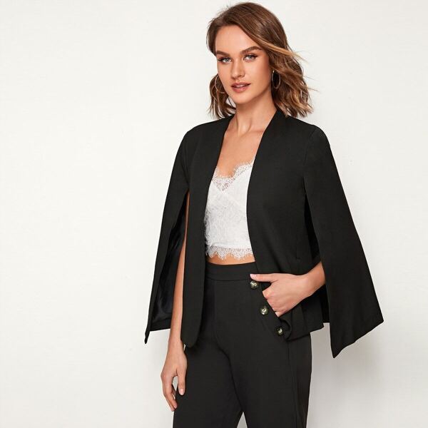 

Solid Open Front Cape Blazer