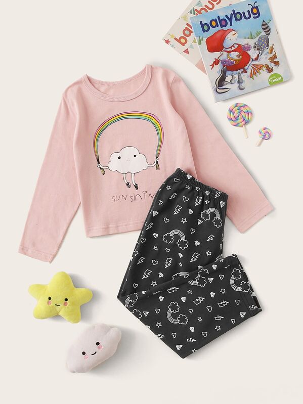 

Toddler Girls Cartoon Graphic Pajama Set, Multicolor