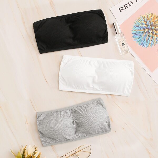 

Rib Bandeau Bra Set 3pack