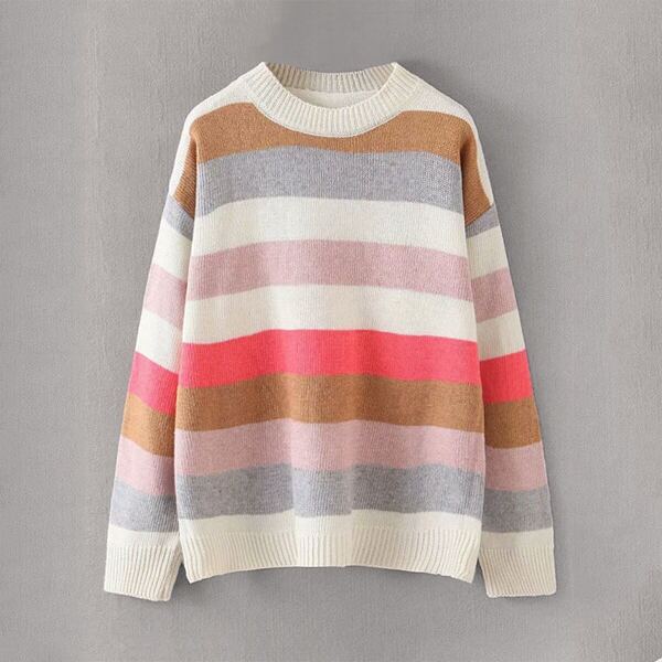 

Block Striped Drop Shoulder Sweater, Multicolor