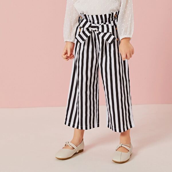 

Toddler Girls Striped Self Tie Paperbag Pants