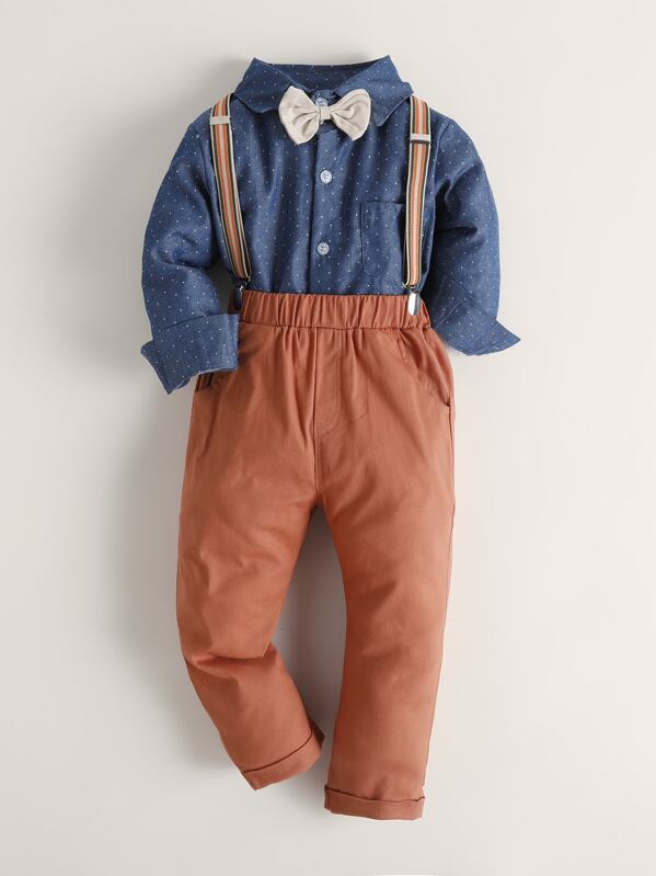 

Toddler Boys Bow Neck Shirt & Pants Set, Multicolor