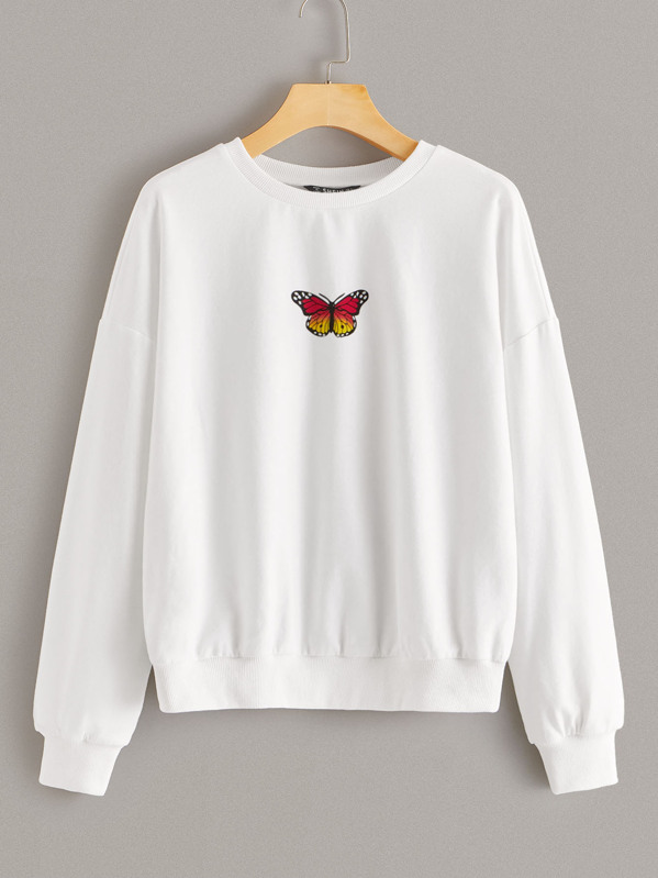 

Butterfly Print Pullover, White