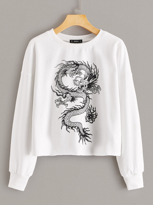 

Dragon Print Pullover, White