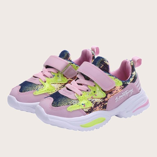 

Toddler Girls Contrast Sequins Decor Chunky Sneakers, Multicolor