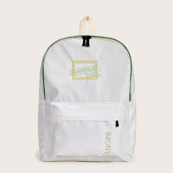 

Letter Embroidered Pocket Front Backpack