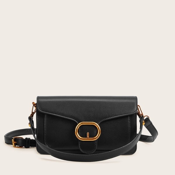 

Buckle Decor Flap Tote Bag