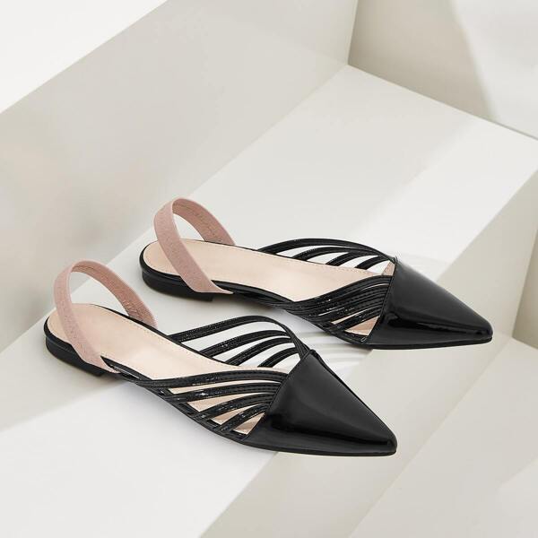 

Point Toe Slingback Flats, Black