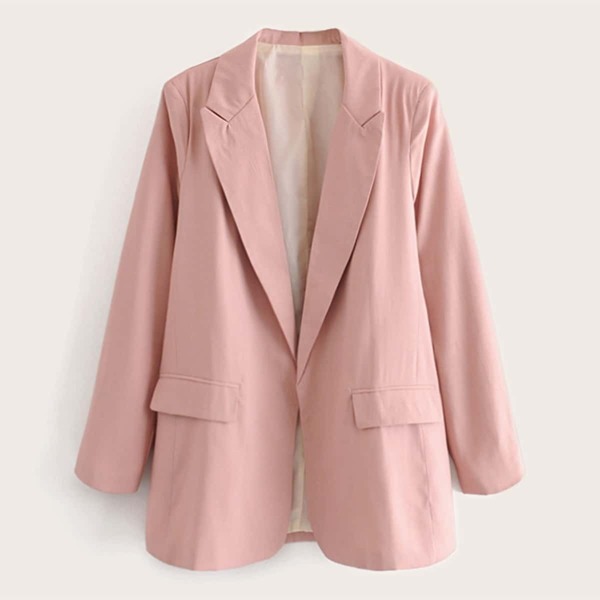 

Lapel Neck Pocket Side Solid Blazer