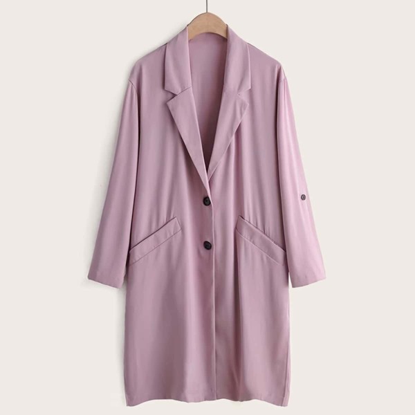

Lapel Collar Button Front Coat