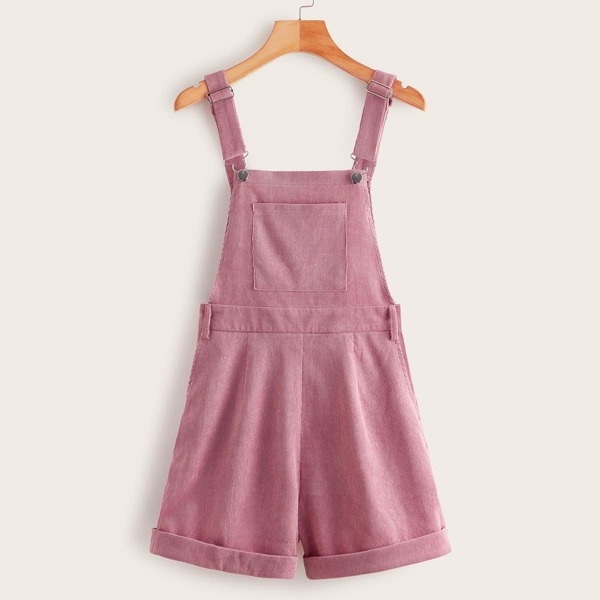 

Rolled Hem Pocket Front Corduroy Jumpsuit