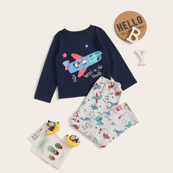 

Toddler Boys Airplane Print Pajama Set, Multicolor
