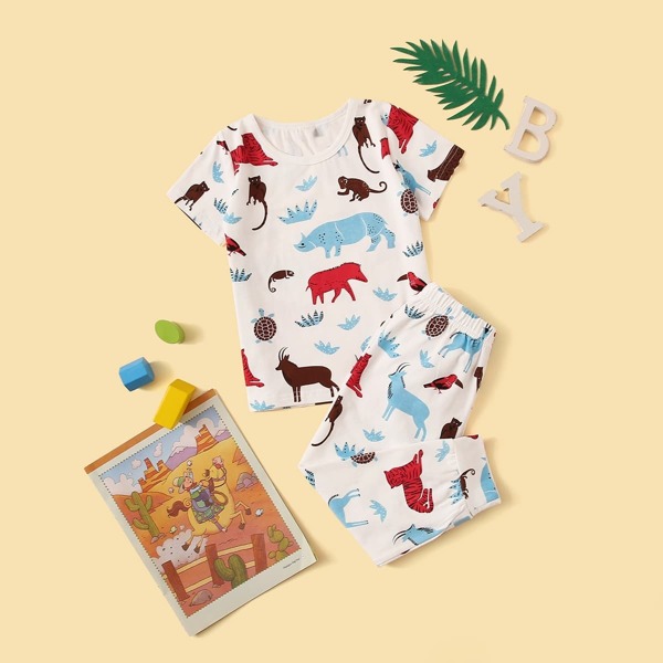 

Toddler Boys Animal Print Pajama Set, Multicolor