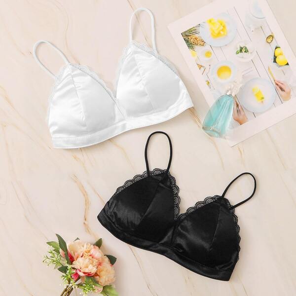 

Scalloped Lace Trim Bra Set 2pack