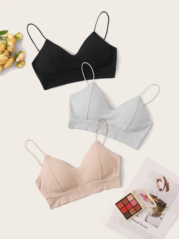 

Rib Bra Set 3pack, Multicolor