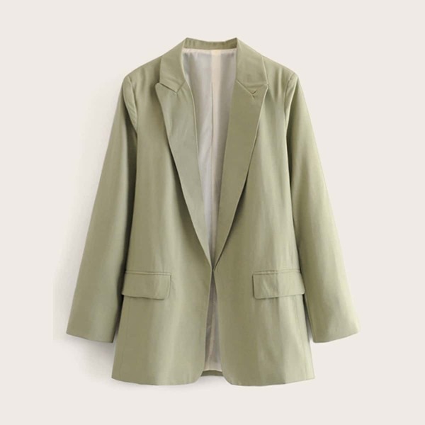 

Lapel Collar Flap Pockets Solid Blazer