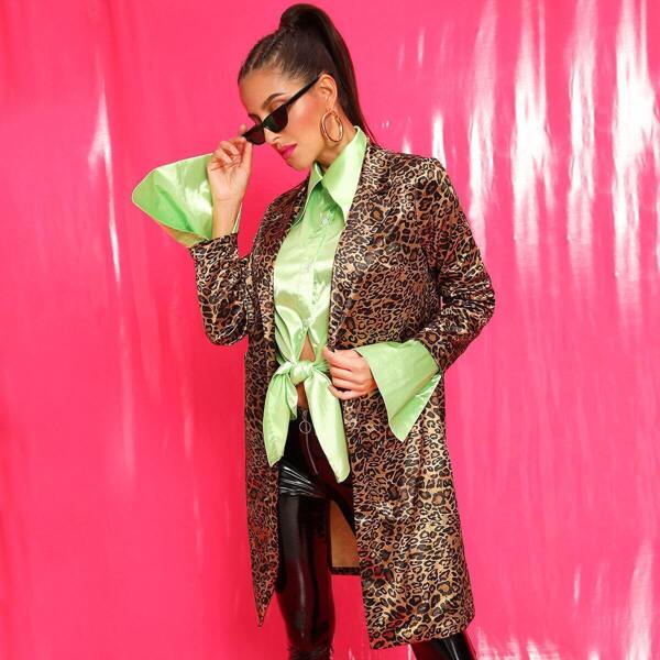 

Lapel Neck Leopard Print Blazer, Multicolor