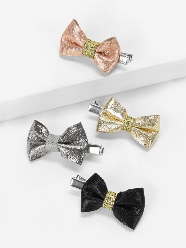 

Girls Bow Decorated Hair Clip 4pcs, Multicolor