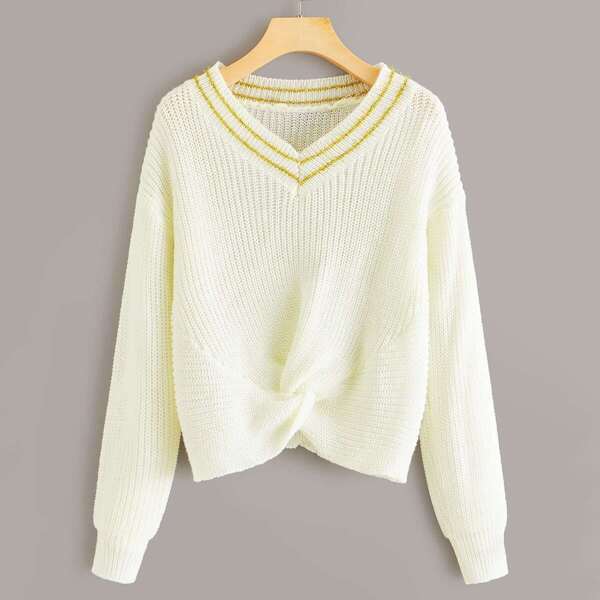

Twist Front Drop Shoulder Sweater