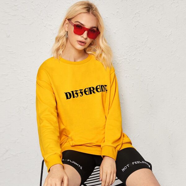 

Neon Yellow Letter Print Sweatshirt