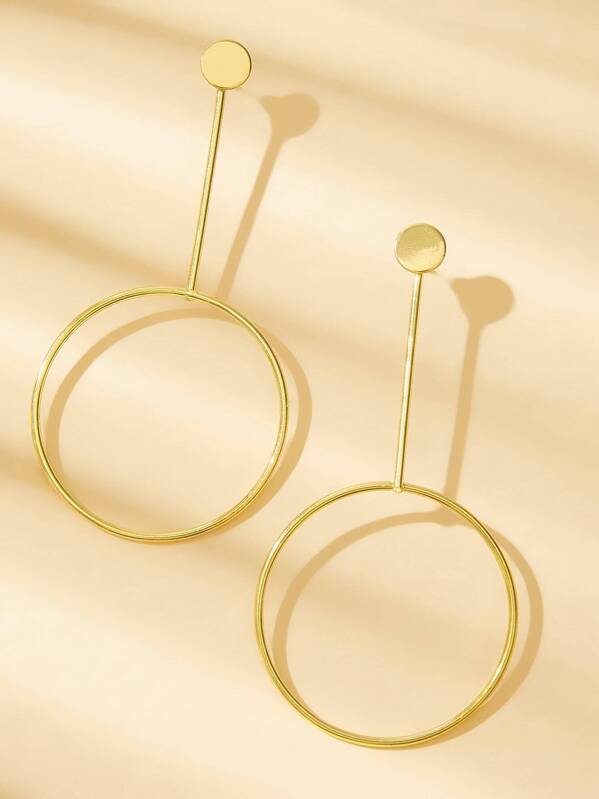

Bar Decor Round Earrings 1pair, Gold