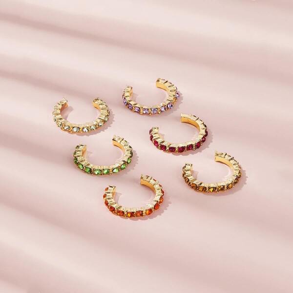 

Rhinestone Engraved Ear Clip 6pcs, Multicolor