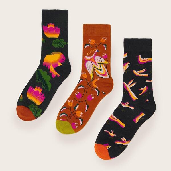 

Flamingos Pattern Socks 3pairs, Multicolor