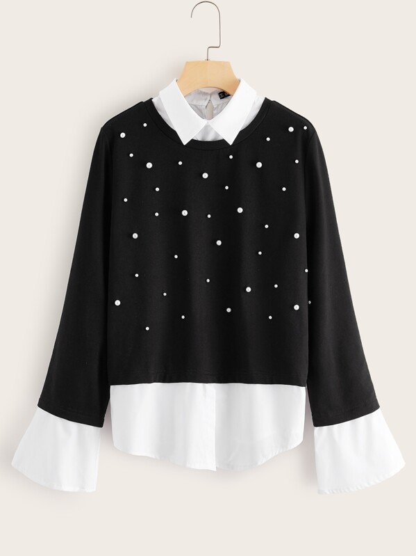 

Pearl Beaded 2 In 1 Pullover, Black