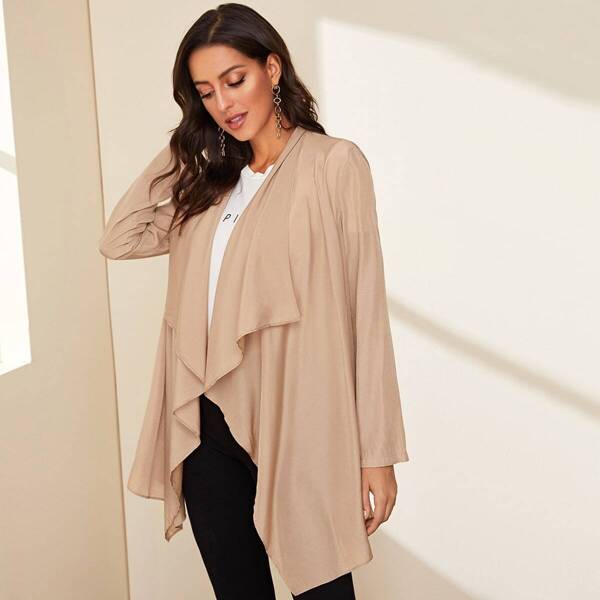 

Waterfall Collar Solid Coat, Nude pastel
