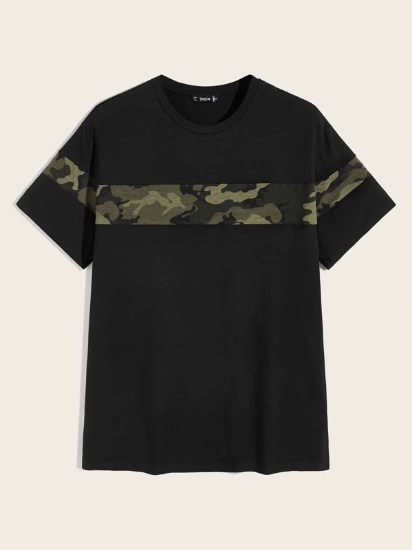 

Men Camo Print Tee, Black