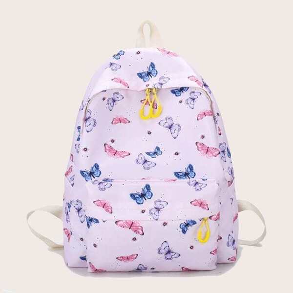 

Girls Butterfly Print Pocket Front Backpack