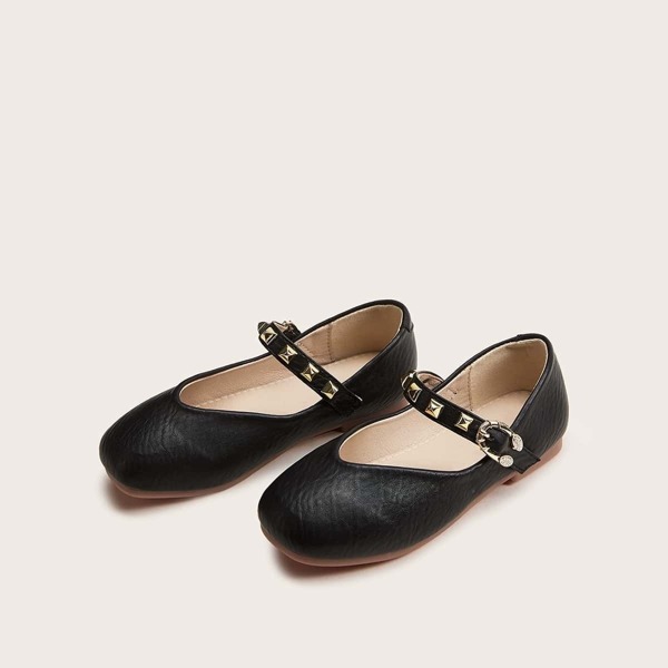

Studded Decor Buckle Strap Flats