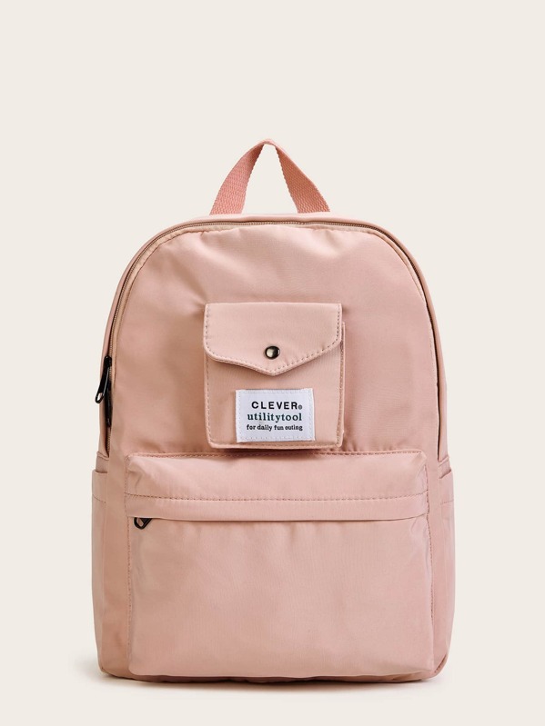 

Double Pocket Front Backpack, Pink