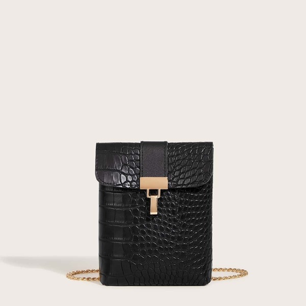 

Croc Embossed Chain Crossbody Bag