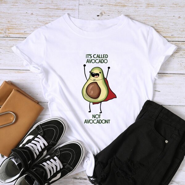 

Cartoon And Letter Graphic Tee, White