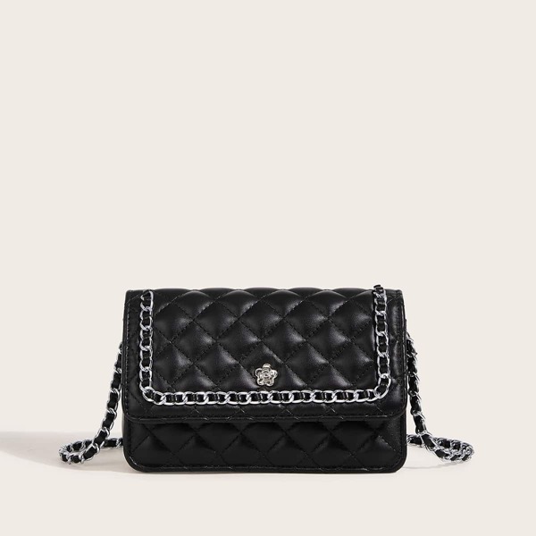 

Chain Decor Quilted Crossbody Bag