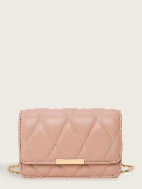 

Quilted Chain Crossbody Bag, Pink