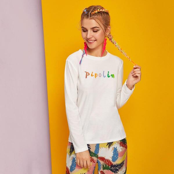 

Letter Graphic Long Sleeve Tee, White