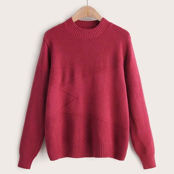 

Ribbed Mock Neck Solid Sweater