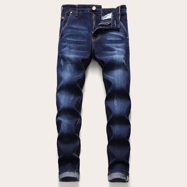 

Men Ripped Washed Skinny Jeans, Navy blue