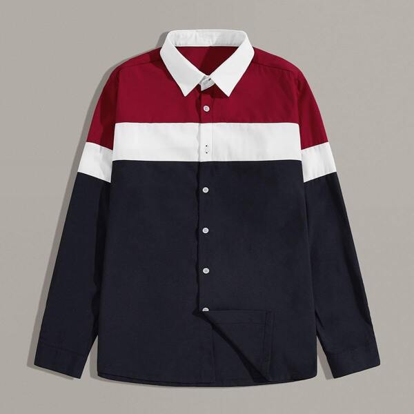 

Men Cut And Sew Button Front Shirt, Multicolor