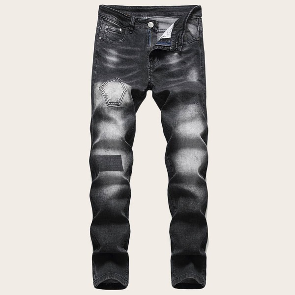

Men Pocket Patched Washed Jeans