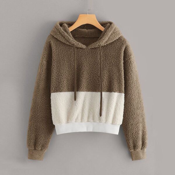 

Two Tone Drawstring Teddy Hoodie