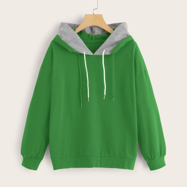 

Drop Shoulder Drawstring Double Hooded Sweatshirt