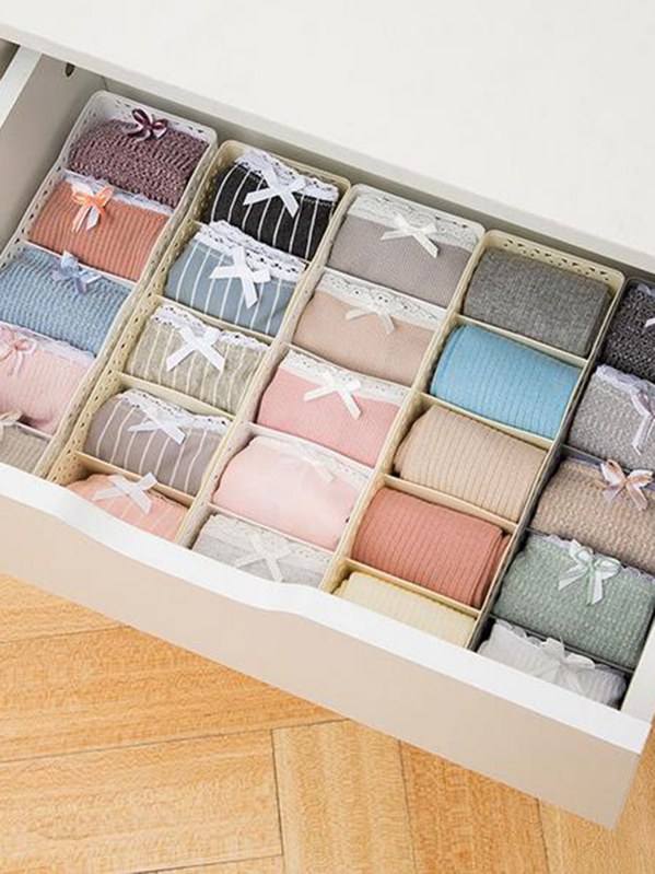 

Multi-compartment Underwear Storage Box 1pc, Multicolor