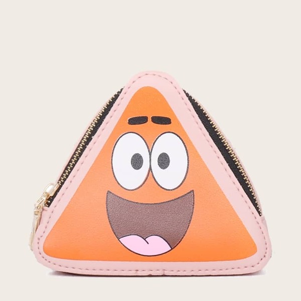 

Kids Cartoon Face Print Triangle Crossbody Bag, Orange