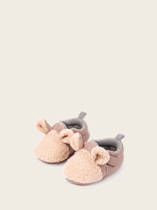 

Baby Girls Cute Faux Fur Ear Decor Flats, Pink