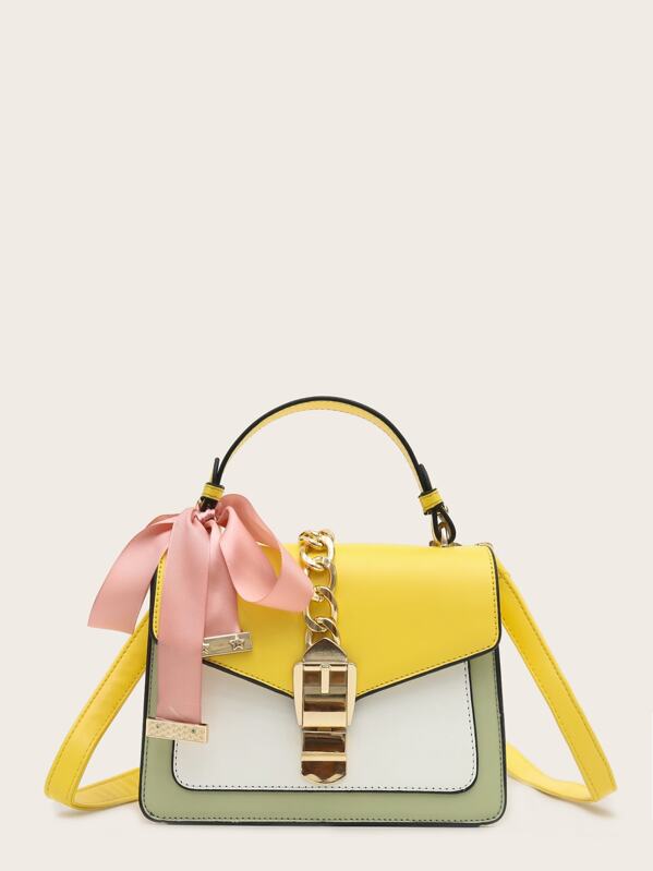 

Twilly Scarf Decor Color Block Satchels, Multicolor