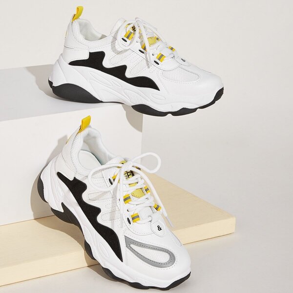 

Lace-up Front Chunky Sole Sneakers, Multicolor
