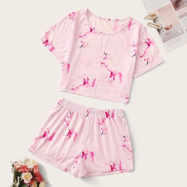 

Unicorn Print Pajama Set